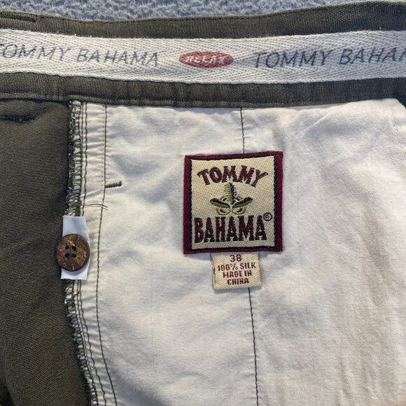 Tommy Bahama Relax Men's Chino Shorts Olive Size 38 Pleated 100% Silk - Picture 3 of 9
